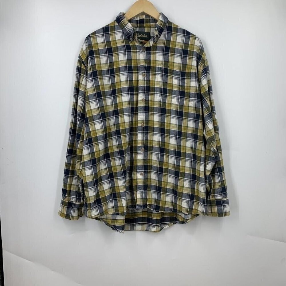 CABELA'S Men's Plaid‎ Flannel Button Down Long Sleeve Shirt Size XL